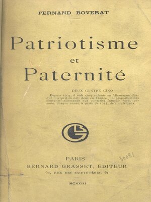 cover image of Patriotisme et paternité